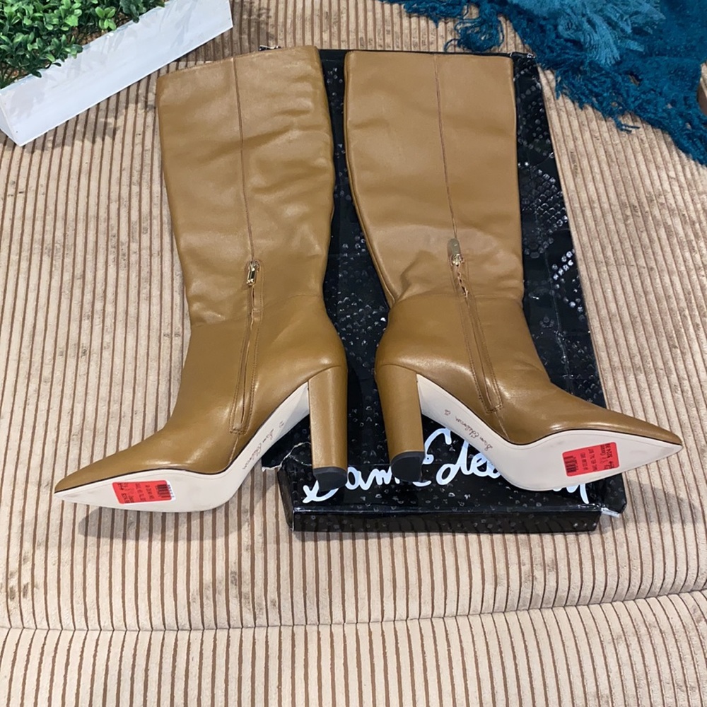 SAM EDELMAN RAAKEL CHOCOLATE LEATHER TALL BOOTS 8.5M BRAND NEW. no box - Picture 7 of 13